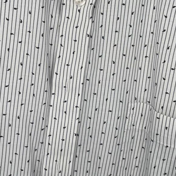 Stafford Mens Button Up Shirt Long Sleeve Striped Patterned Regular Fit Black XL - Picture 2 of 4